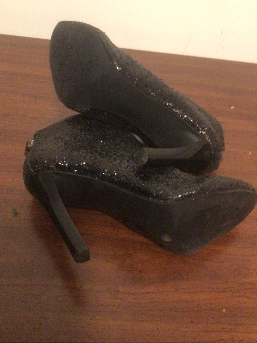 Tory Burch black leather with glitter stiletto classey ,holiday ,dancing  SZ 9 - Picture 10 of 14